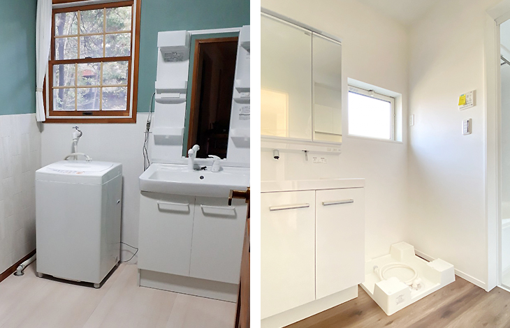 交換と同時に、洗面所全体のリフォームも